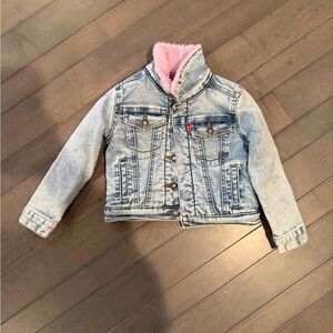 Levi's Kids Blue Denim Jacket with Pink Fleece
